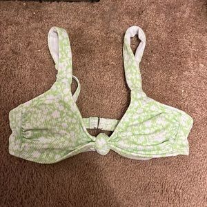 Green and white floral bikini top